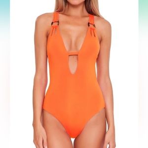 Becca halter one piece orange S Skylar